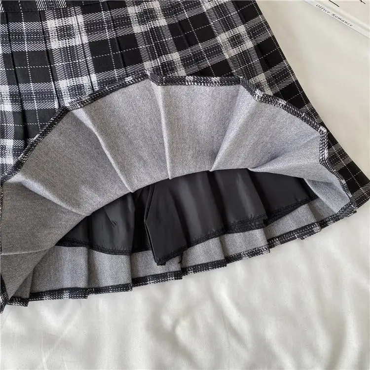Women A-line Skirt Plaid Pleated Dress Plaid Short Skirt Y2k Vintage Vintage Streetwear Sweet Kawaii Harajuku Funky Sexy