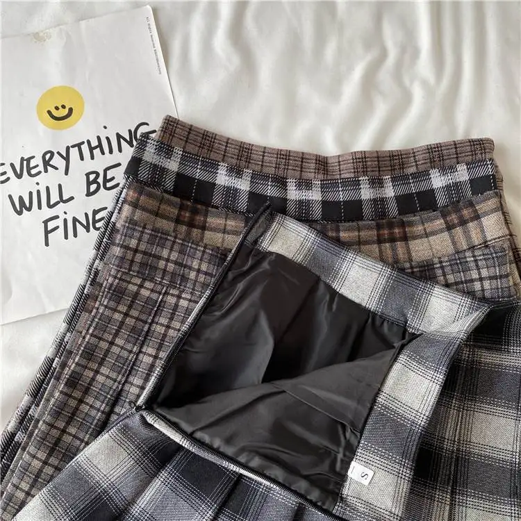 Women A-line Skirt Plaid Pleated Dress Plaid Short Skirt Y2k Vintage Vintage Streetwear Sweet Kawaii Harajuku Funky Sexy