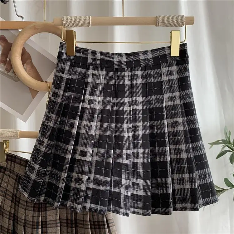 Women A-line Skirt Plaid Pleated Dress Plaid Short Skirt Y2k Vintage Vintage Streetwear Sweet Kawaii Harajuku Funky Sexy