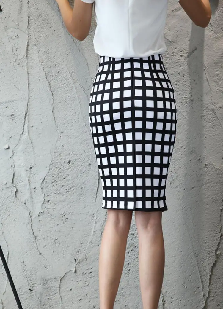 Summer Fashion Plus Size Women's Skirt Plaid Skirt New High Waist Pencil Skirt