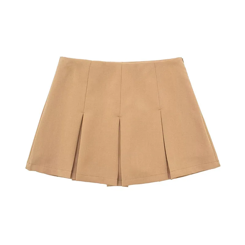 2025 New High Waisted Pleated Skirt Women Fashion Streetwear Side Zipper Mini Skirts Woman Casual All-Match Basic A-Line Skirts