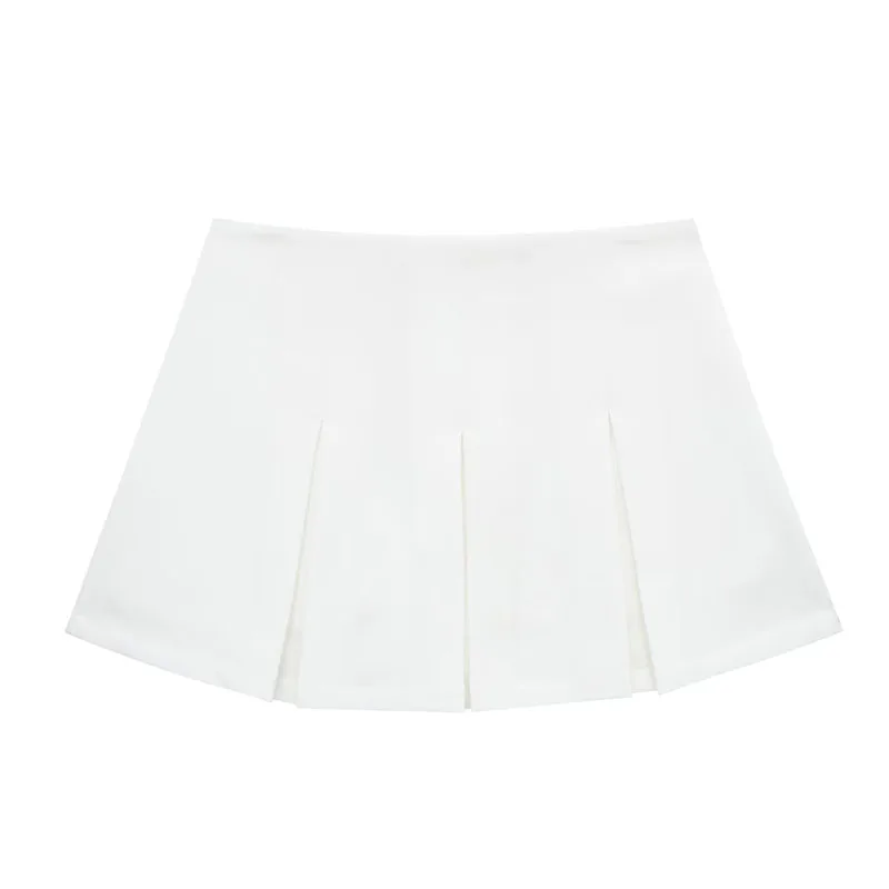 2025 New High Waisted Pleated Skirt Women Fashion Streetwear Side Zipper Mini Skirts Woman Casual All-Match Basic A-Line Skirts