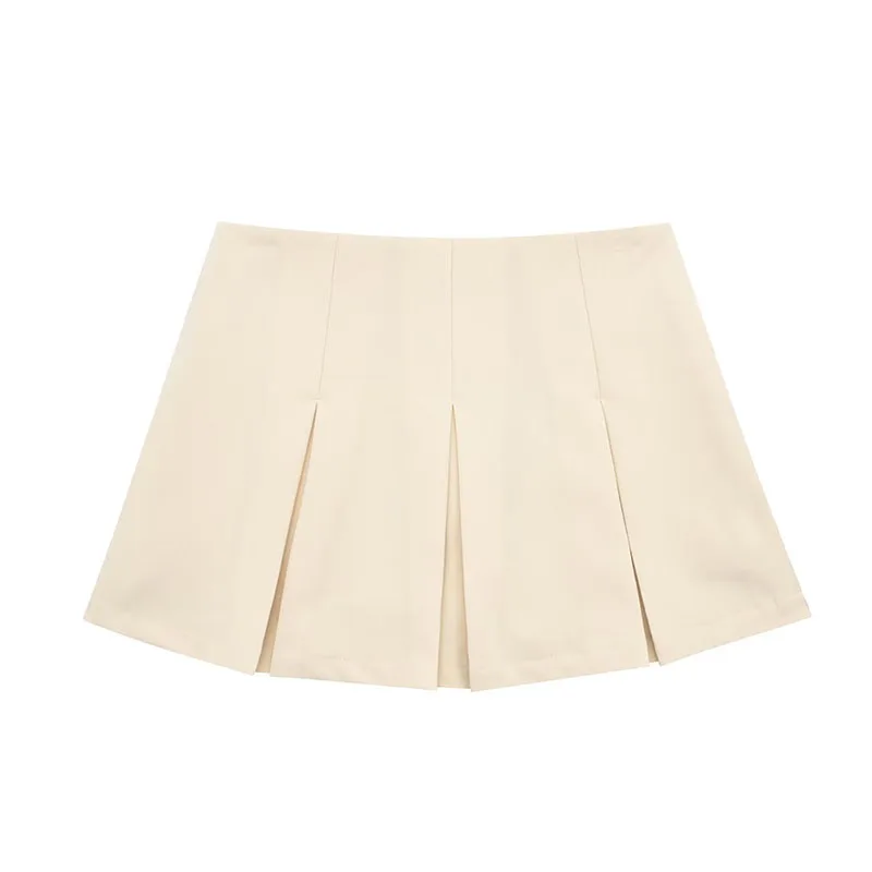 2025 New High Waisted Pleated Skirt Women Fashion Streetwear Side Zipper Mini Skirts Woman Casual All-Match Basic A-Line Skirts