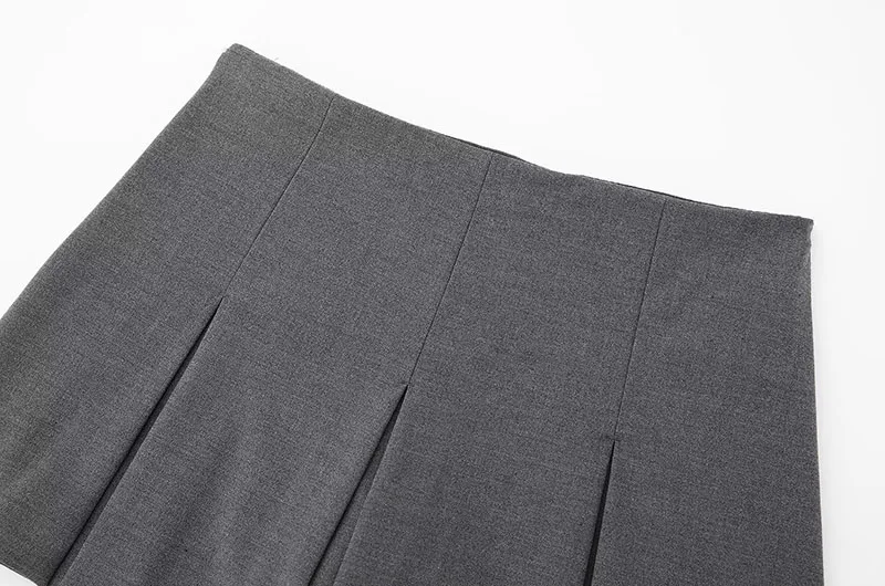 2025 New High Waisted Pleated Skirt Women Fashion Streetwear Side Zipper Mini Skirts Woman Casual All-Match Basic A-Line Skirts