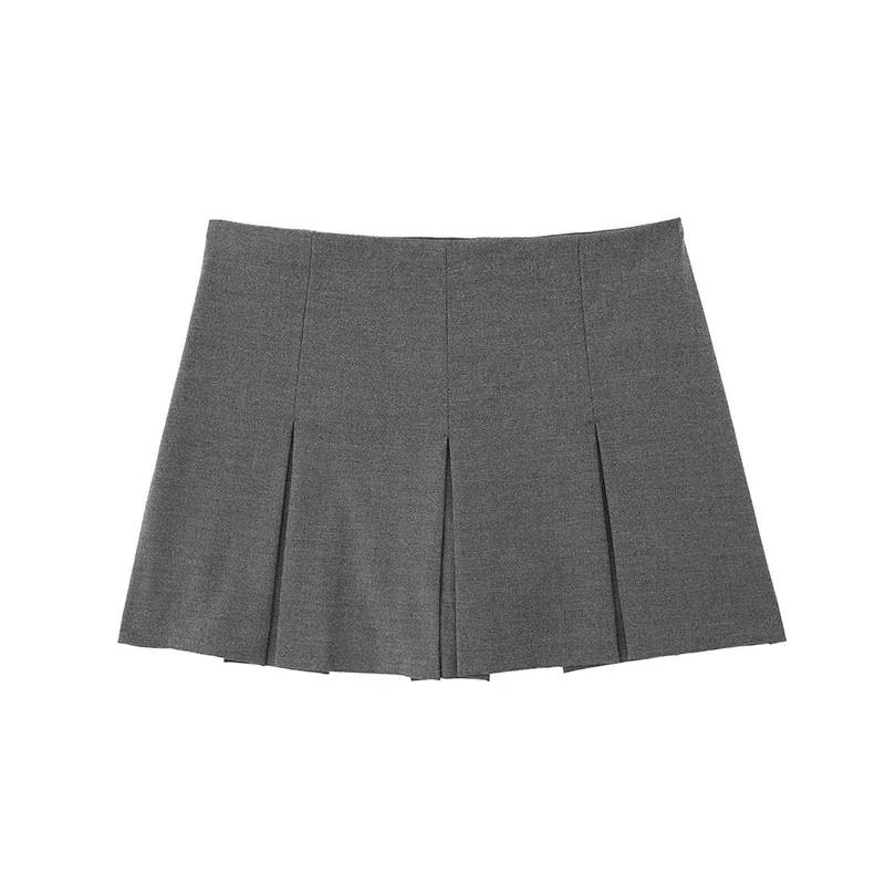 2025 New High Waisted Pleated Skirt Women Fashion Streetwear Side Zipper Mini Skirts Woman Casual All-Match Basic A-Line Skirts