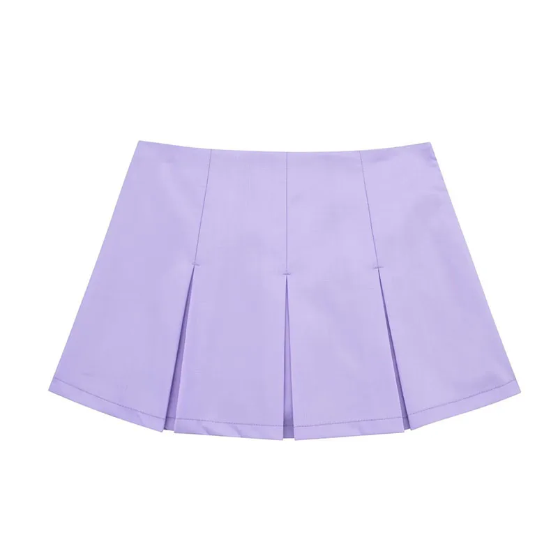 2025 New High Waisted Pleated Skirt Women Fashion Streetwear Side Zipper Mini Skirts Woman Casual All-Match Basic A-Line Skirts