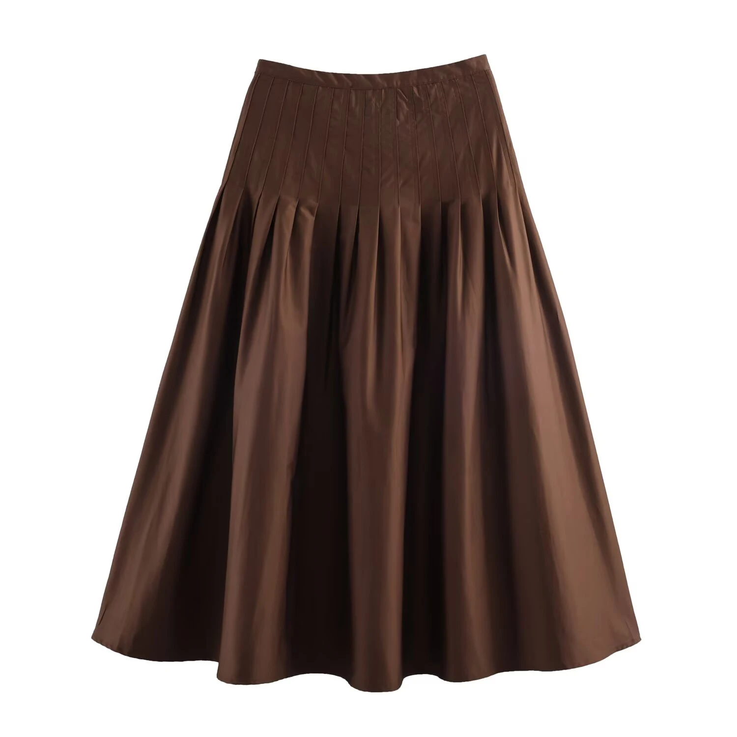 European and American style 2026 spring new product women's versatile high waisted pleated MIDI skirt half skirt