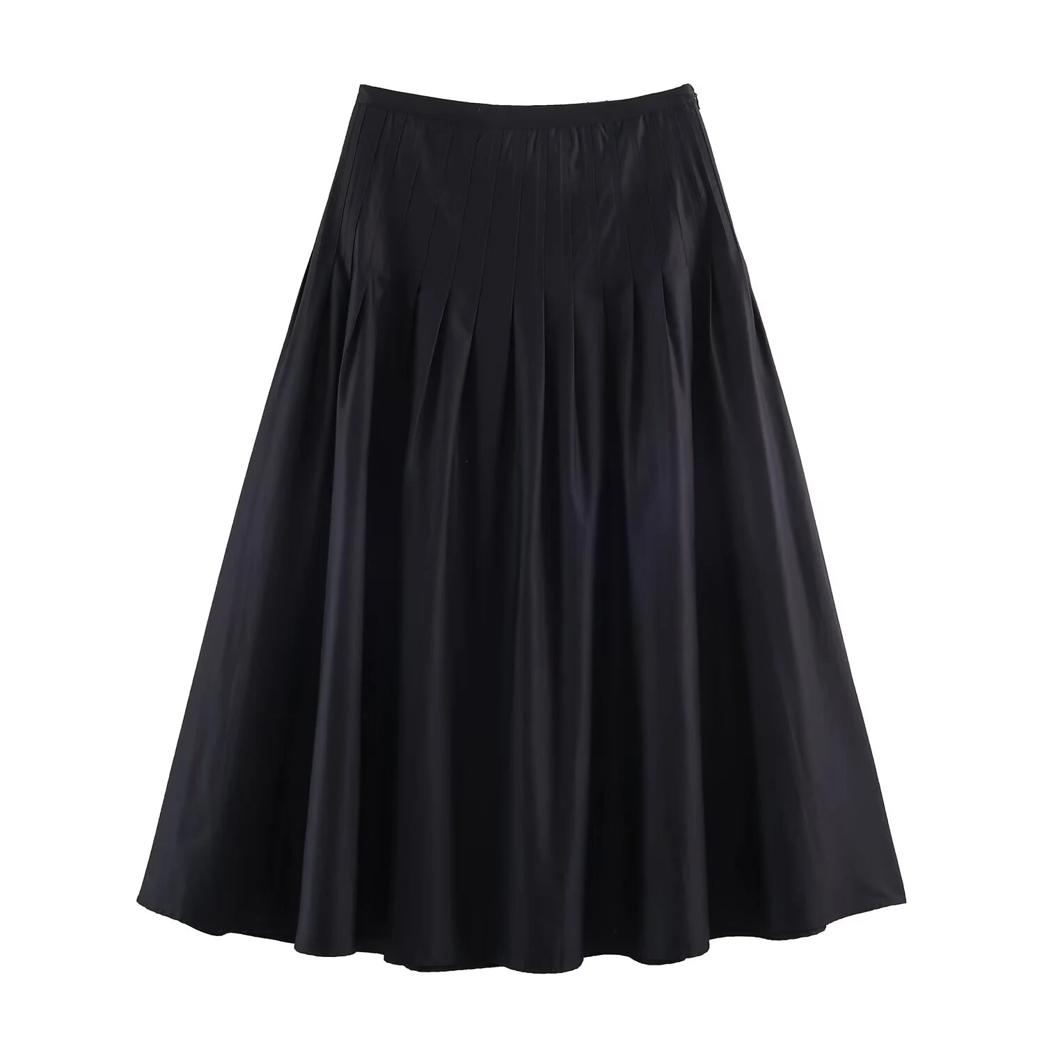European and American style 2026 spring new product women's versatile high waisted pleated MIDI skirt half skirt