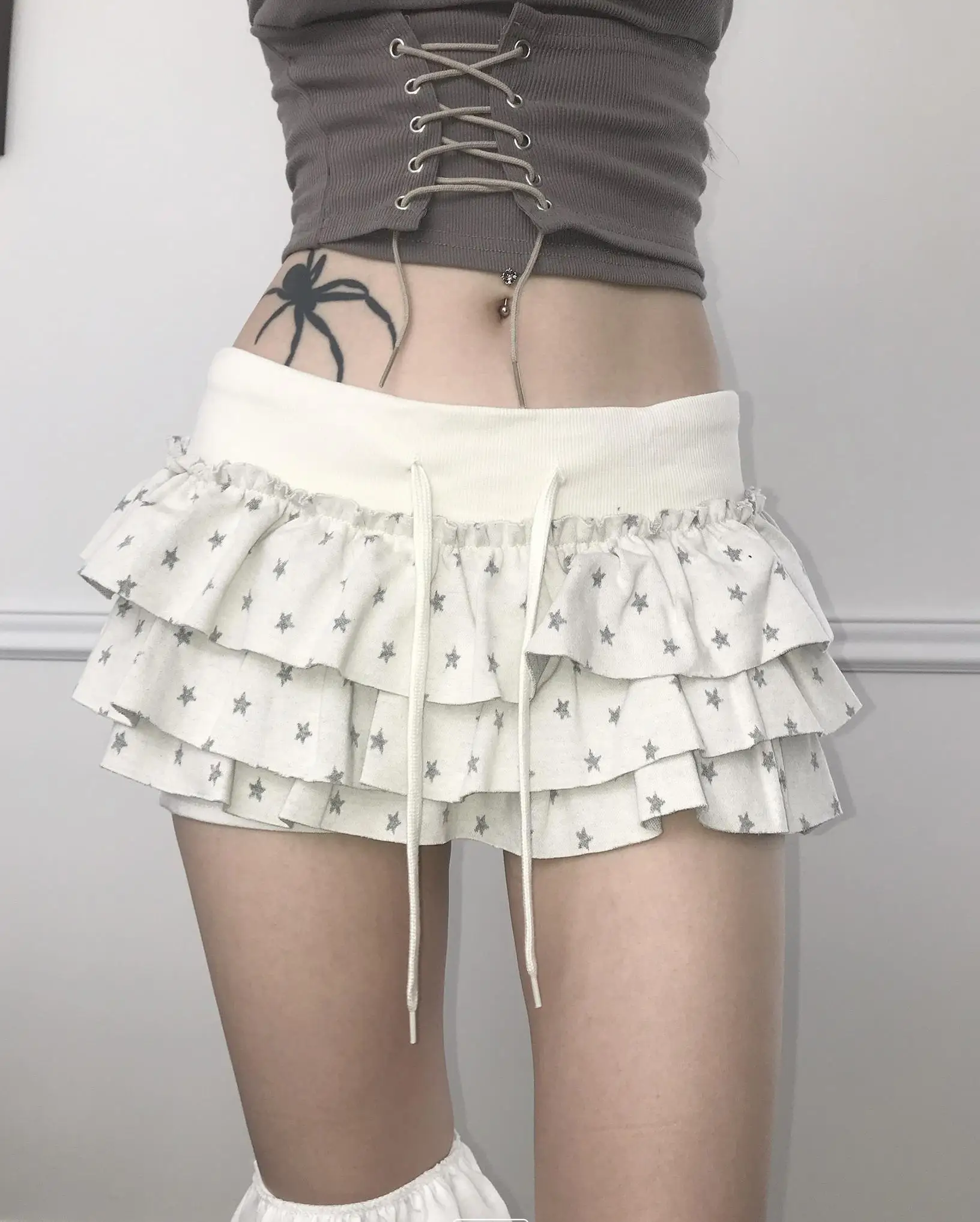 Genayooa Y2k Japanese Skirt Women Dot Mini A-line Pleated Skirts Streetwear Korean Style Irregular Skirts E-girls Short Skirt