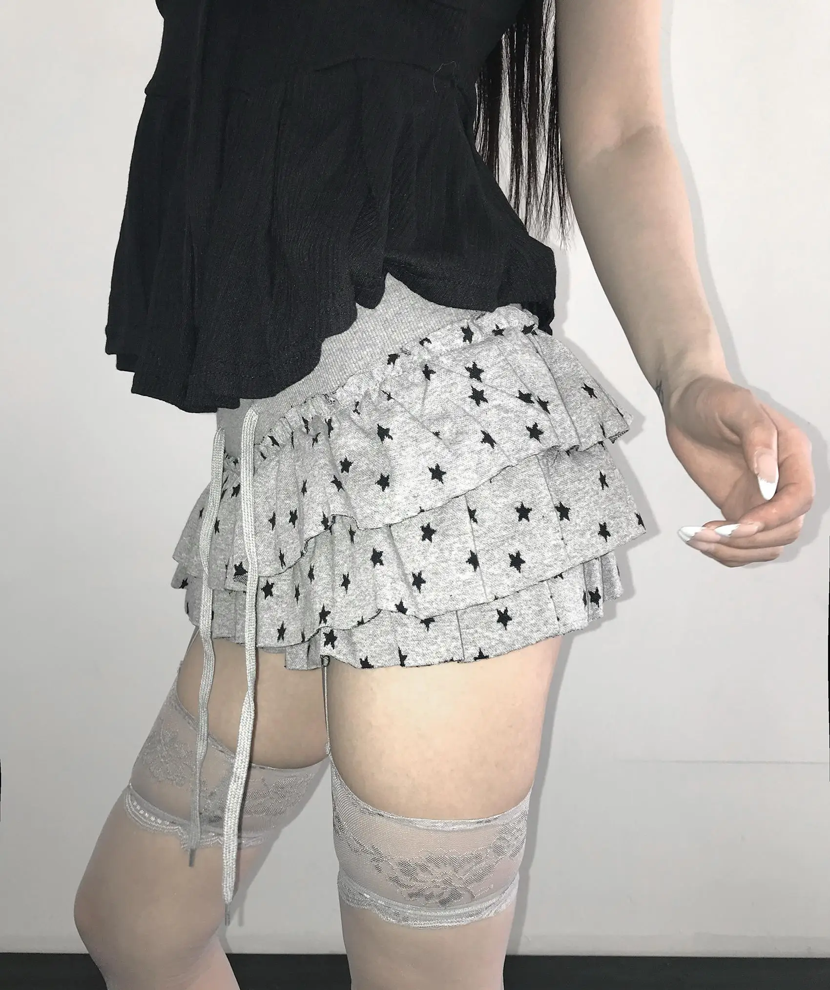 Genayooa Y2k Japanese Skirt Women Dot Mini A-line Pleated Skirts Streetwear Korean Style Irregular Skirts E-girls Short Skirt