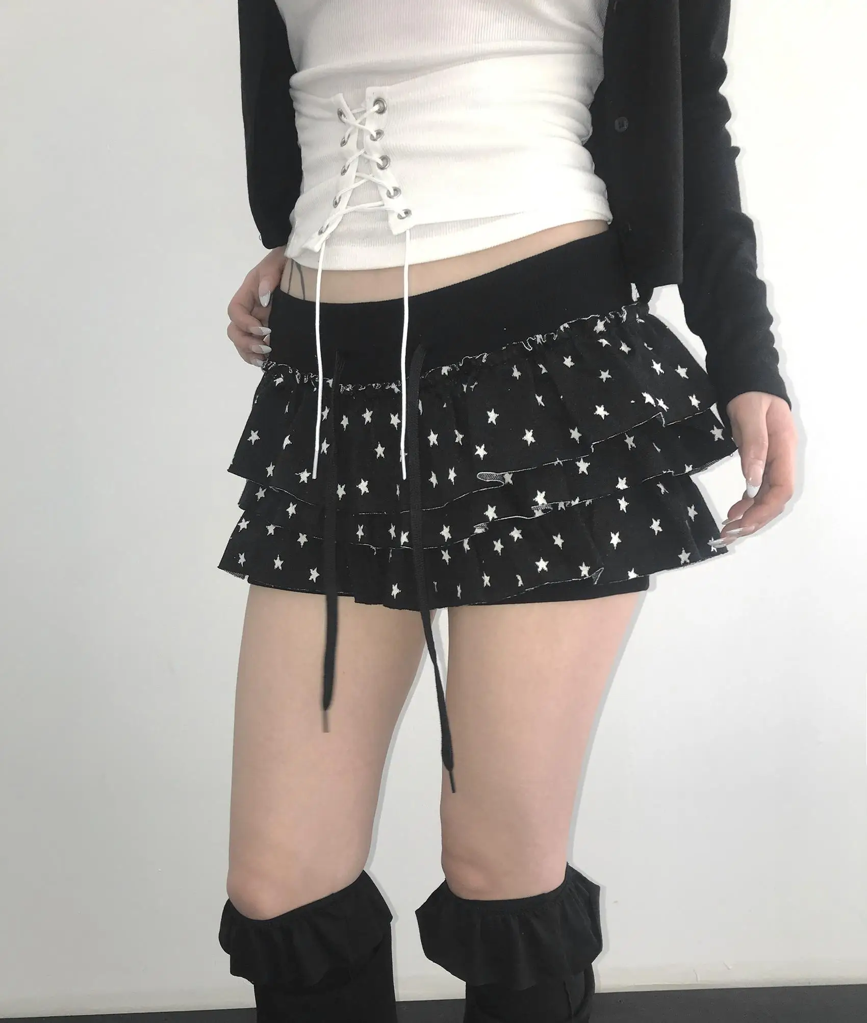Genayooa Y2k Japanese Skirt Women Dot Mini A-line Pleated Skirts Streetwear Korean Style Irregular Skirts E-girls Short Skirt