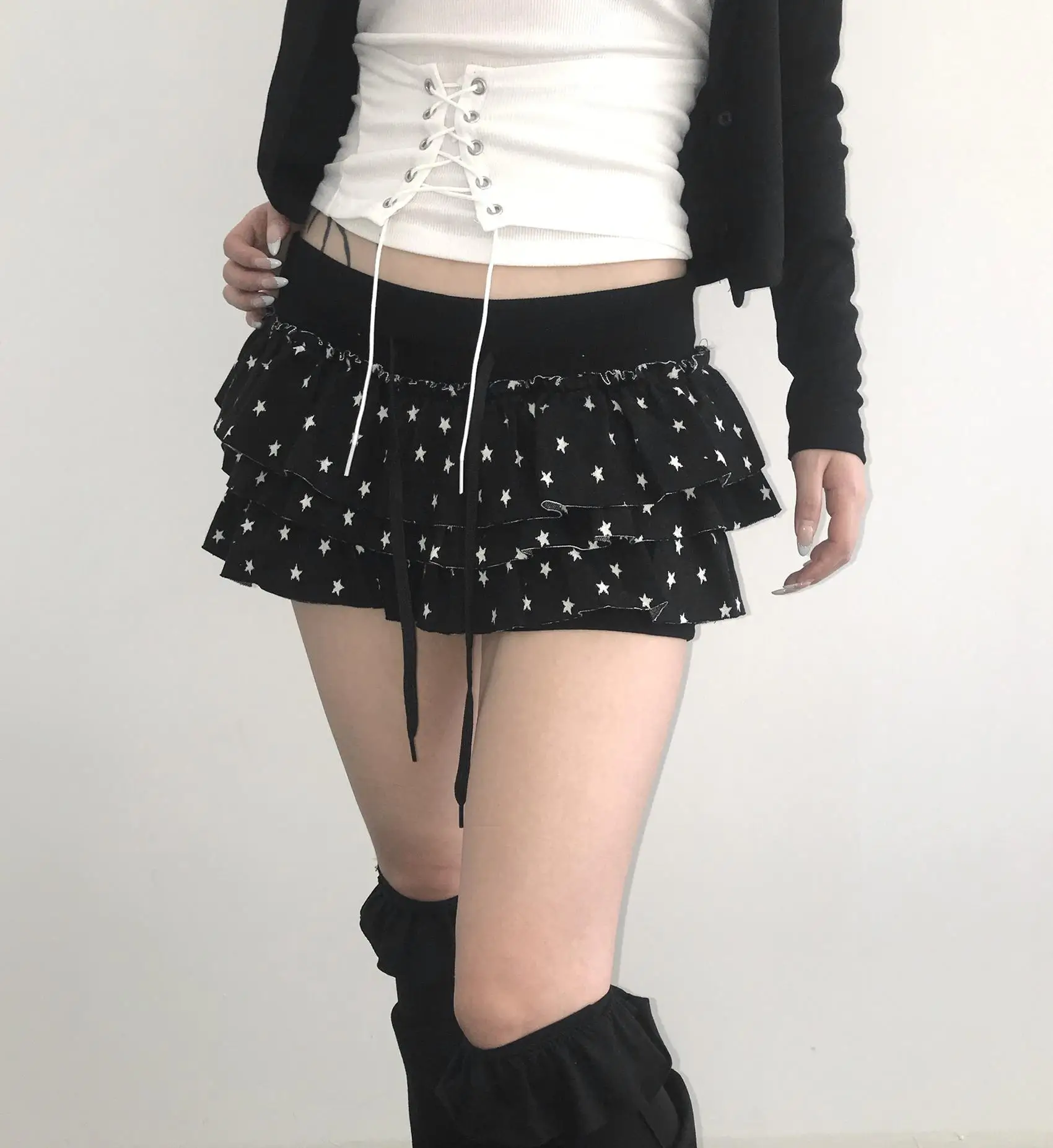 Genayooa Y2k Japanese Skirt Women Dot Mini A-line Pleated Skirts Streetwear Korean Style Irregular Skirts E-girls Short Skirt