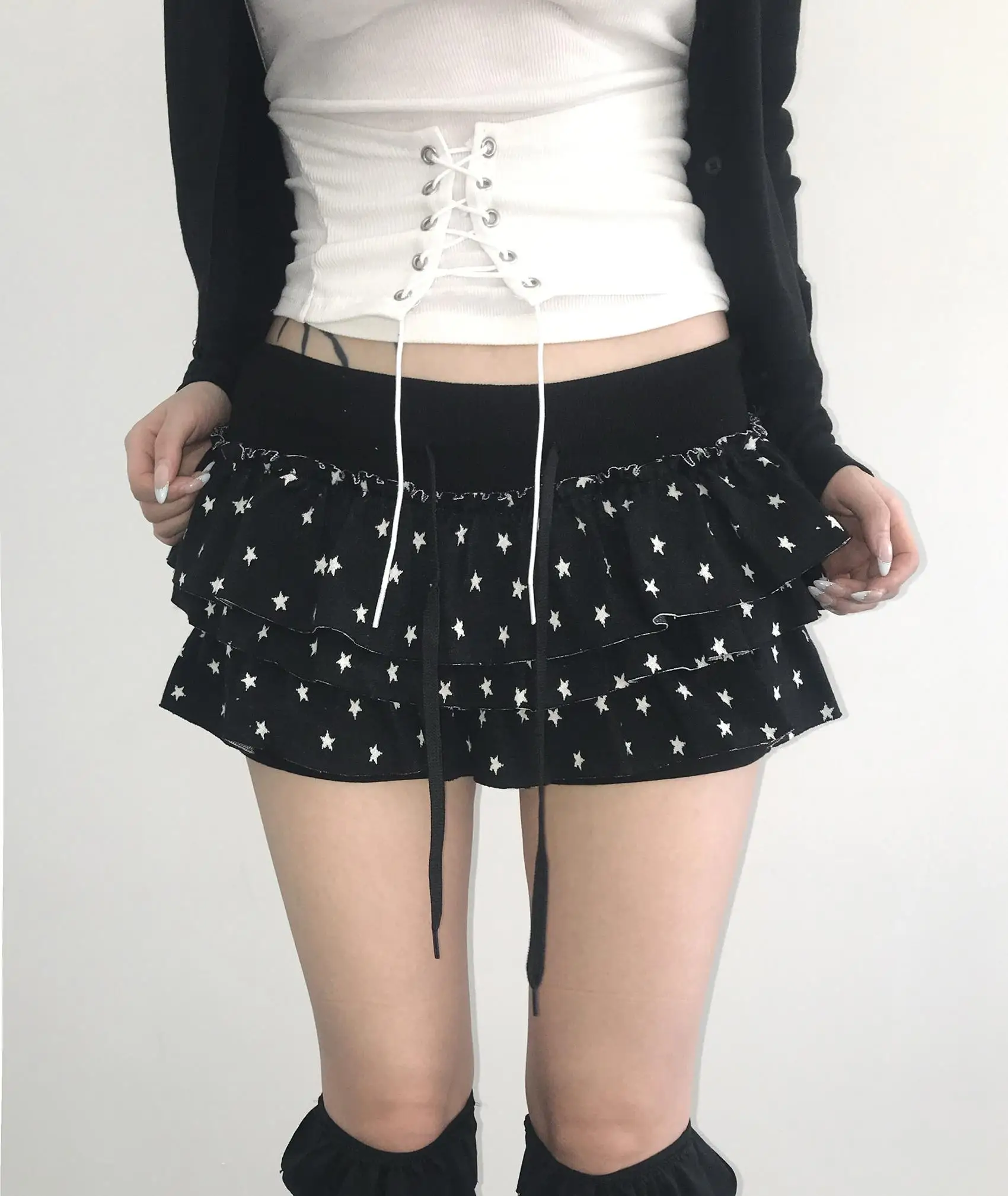 Genayooa Y2k Japanese Skirt Women Dot Mini A-line Pleated Skirts Streetwear Korean Style Irregular Skirts E-girls Short Skirt