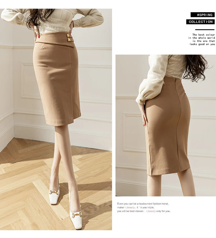 S-5XL Elastic Bodycon Office Skirts Women 2025 Fashion High Waist Black Pencil Skirt Elegant Korean Style Sexy Red Midi Skirt