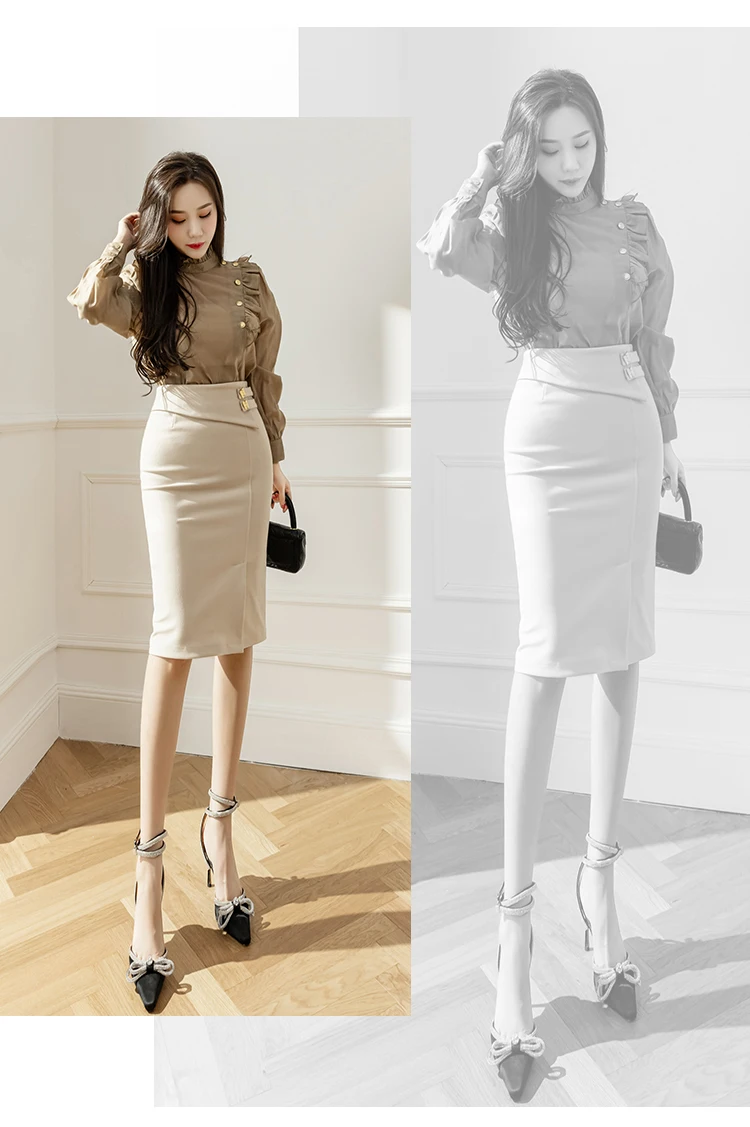 S-5XL Elastic Bodycon Office Skirts Women 2025 Fashion High Waist Black Pencil Skirt Elegant Korean Style Sexy Red Midi Skirt