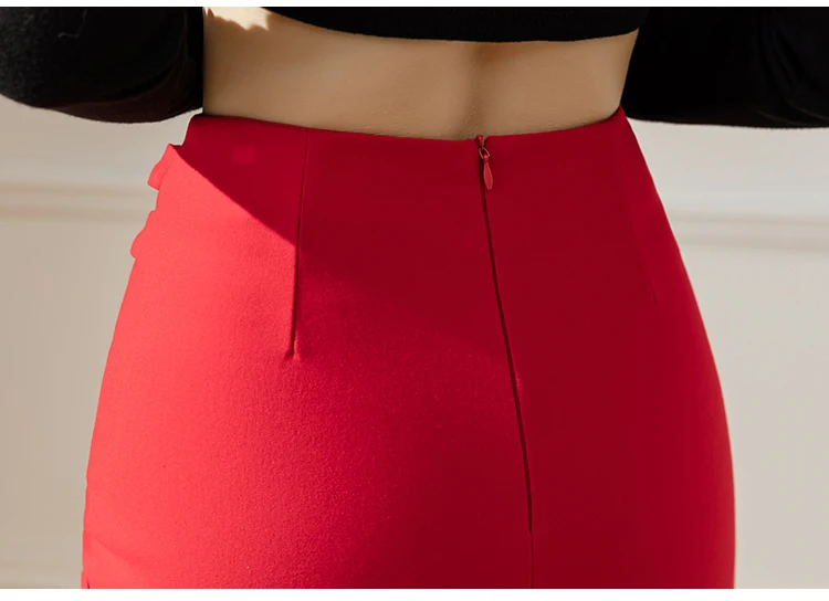 S-5XL Elastic Bodycon Office Skirts Women 2025 Fashion High Waist Black Pencil Skirt Elegant Korean Style Sexy Red Midi Skirt
