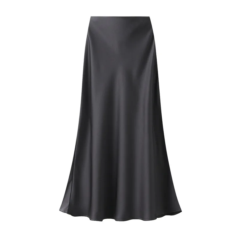 Woman 2025 Satin Skirt Women High Waist Long Skirts for Women Summer Black Midi Skirt Office Elegant Women's Skirts LSK9836