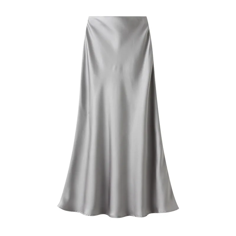 Woman 2025 Satin Skirt Women High Waist Long Skirts for Women Summer Black Midi Skirt Office Elegant Women's Skirts LSK9836