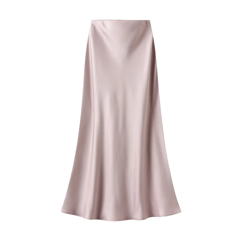 Woman 2025 Satin Skirt Women High Waist Long Skirts for Women Summer Black Midi Skirt Office Elegant Women's Skirts LSK9836
