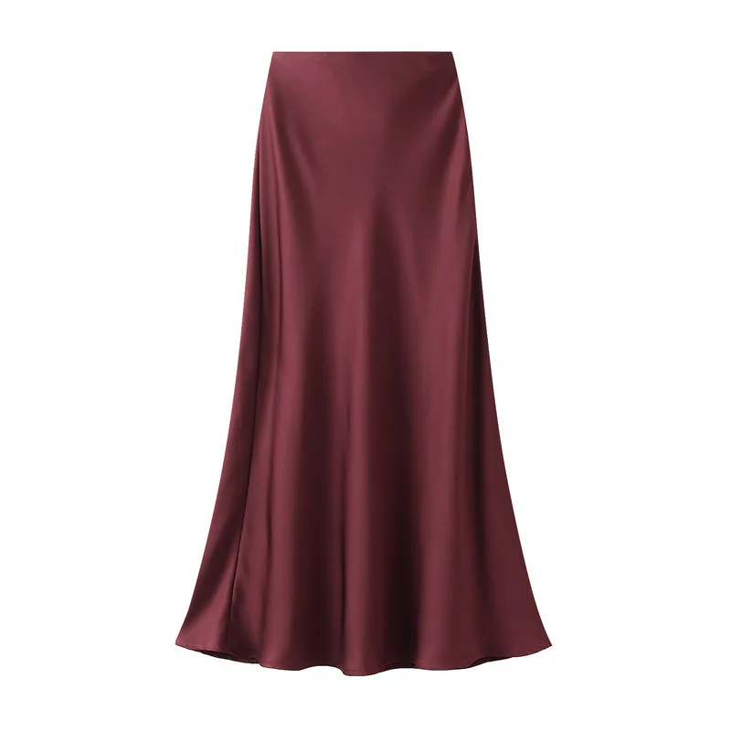 Woman 2025 Satin Skirt Women High Waist Long Skirts for Women Summer Black Midi Skirt Office Elegant Women's Skirts LSK9836