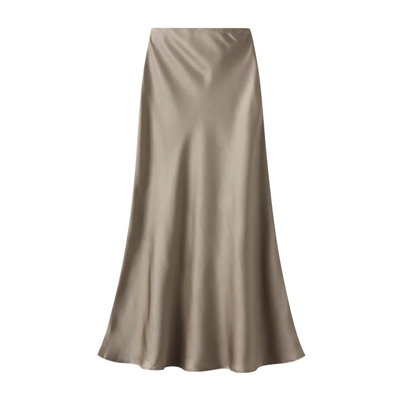 Woman 2025 Satin Skirt Women High Waist Long Skirts for Women Summer Black Midi Skirt Office Elegant Women's Skirts LSK9836