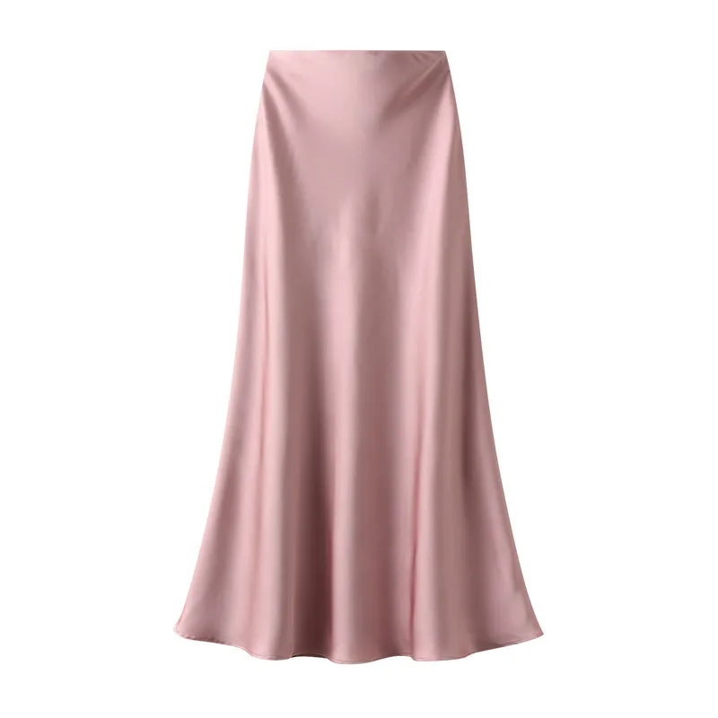 Woman 2025 Satin Skirt Women High Waist Long Skirts for Women Summer Black Midi Skirt Office Elegant Women's Skirts LSK9836