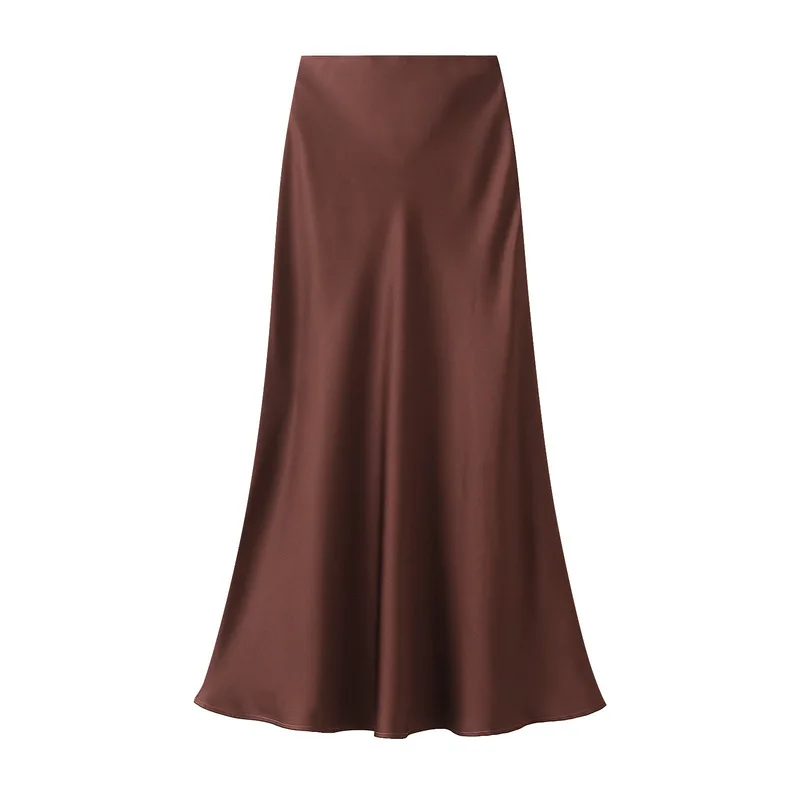 Woman 2025 Satin Skirt Women High Waist Long Skirts for Women Summer Black Midi Skirt Office Elegant Women's Skirts LSK9836