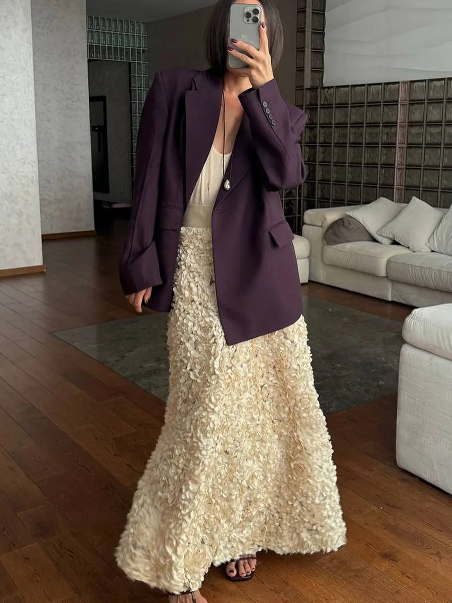 Bornladies Winter Red Fashion Long Petal Skirt Women's Design Inspired Evening Gown Elegant Lady Unique High Waisted Skirt
