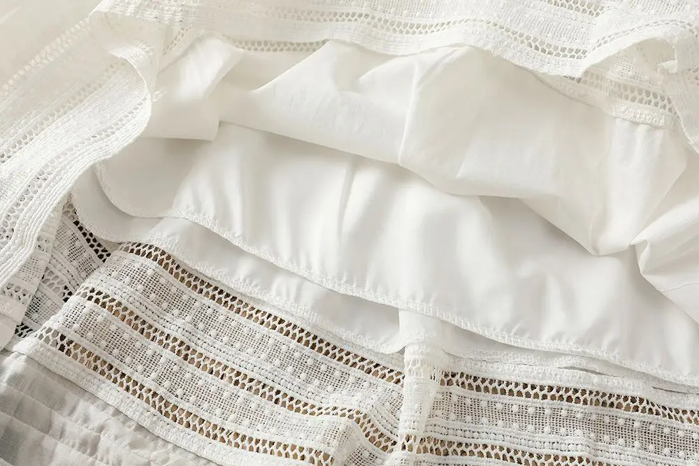 Cotton High Waist Lace French Skirt Women's 2024 Spring and Summer New Korean Style Design Sense Loose Elegant Casual Long Skirt