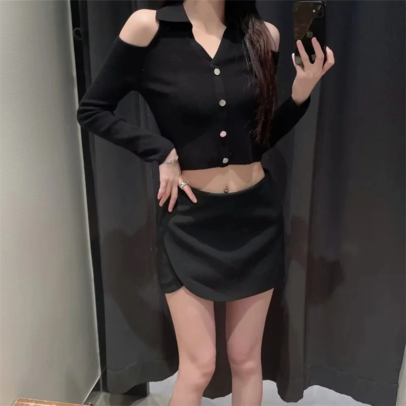 MUJER 2025 Asymmetric Skort For Women Pink Black Mini Skirt Shorts Woman Fashion High Waist Short Skirts Summer Casual Shorts