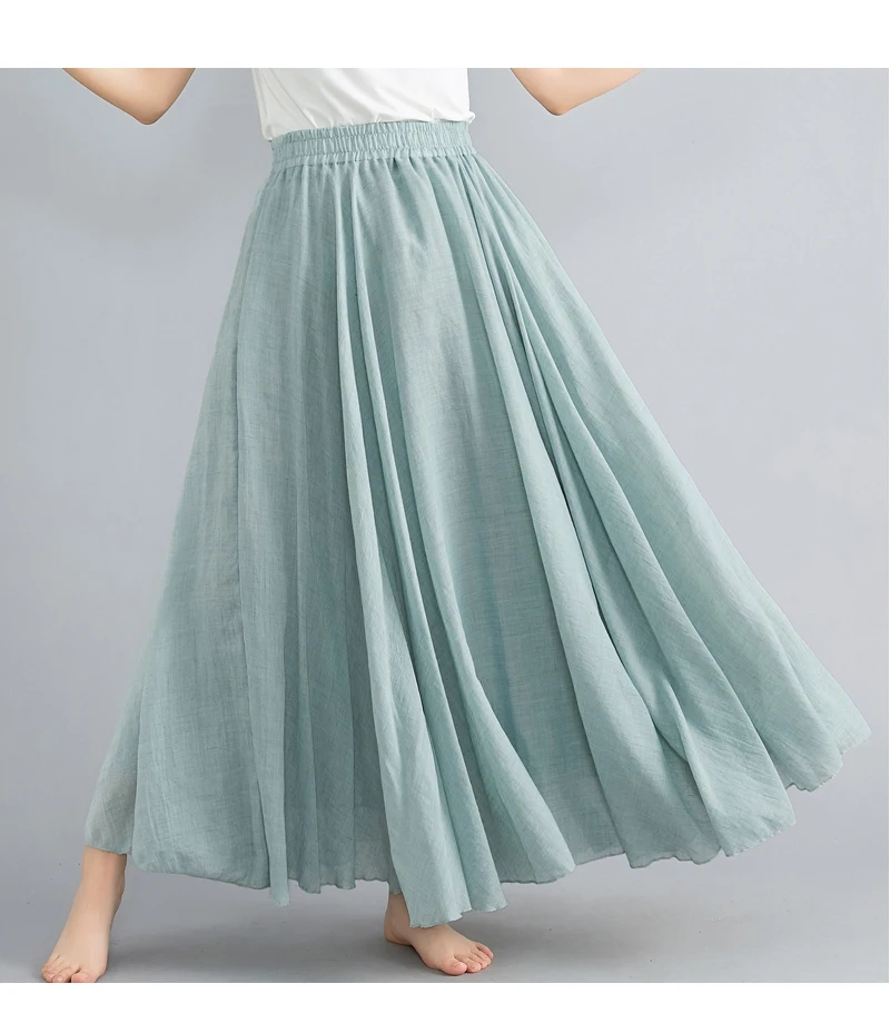 Fashion Cotton Linen Clothes Women Skirts Maxi Y2k Elegant Beach Saia Ropa Mujer Casual Vestido Boho Long Skirt Faldas Harajuku