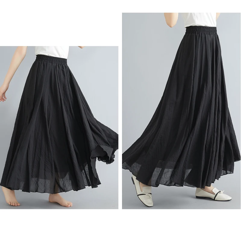 Fashion Cotton Linen Clothes Women Skirts Maxi Y2k Elegant Beach Saia Ropa Mujer Casual Vestido Boho Long Skirt Faldas Harajuku