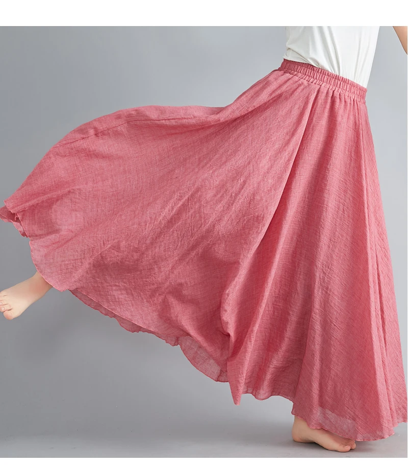 Fashion Cotton Linen Clothes Women Skirts Maxi Y2k Elegant Beach Saia Ropa Mujer Casual Vestido Boho Long Skirt Faldas Harajuku