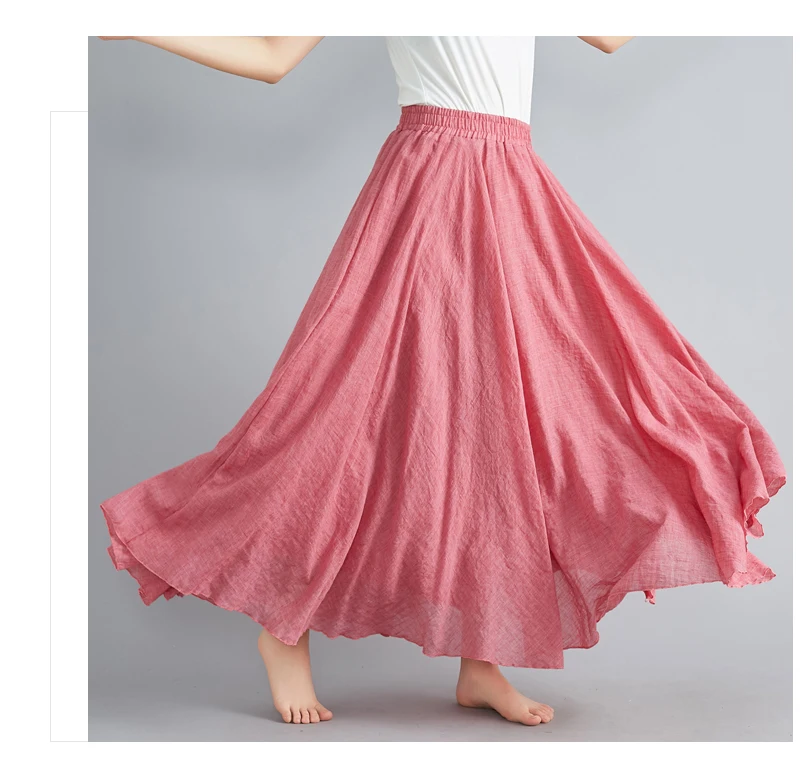 Fashion Cotton Linen Clothes Women Skirts Maxi Y2k Elegant Beach Saia Ropa Mujer Casual Vestido Boho Long Skirt Faldas Harajuku