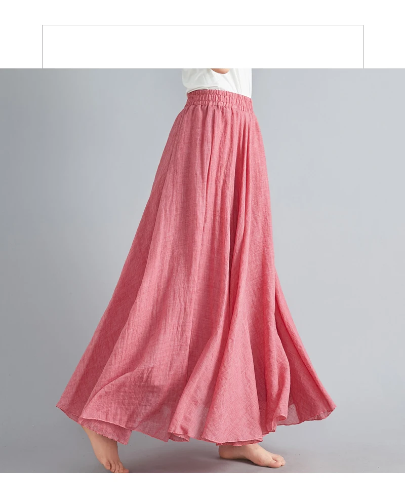 Fashion Cotton Linen Clothes Women Skirts Maxi Y2k Elegant Beach Saia Ropa Mujer Casual Vestido Boho Long Skirt Faldas Harajuku