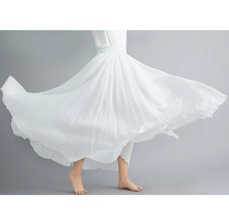 Fashion Cotton Linen Clothes Women Skirts Maxi Y2k Elegant Beach Saia Ropa Mujer Casual Vestido Boho Long Skirt Faldas Harajuku