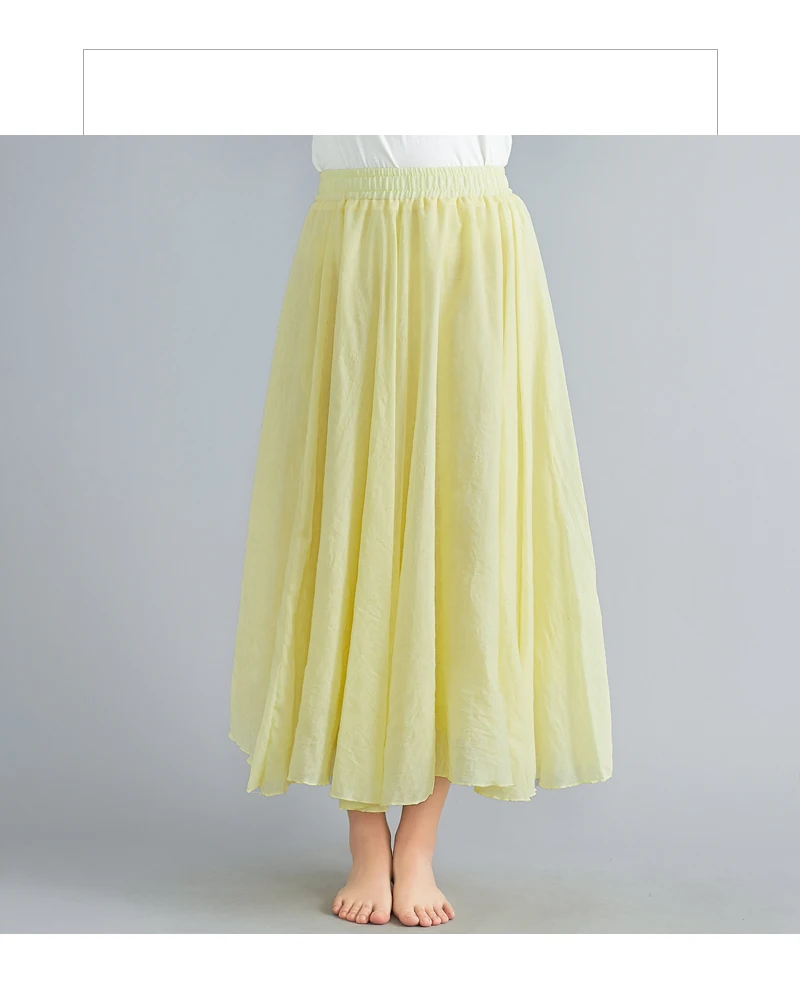 Fashion Cotton Linen Clothes Women Skirts Maxi Y2k Elegant Beach Saia Ropa Mujer Casual Vestido Boho Long Skirt Faldas Harajuku