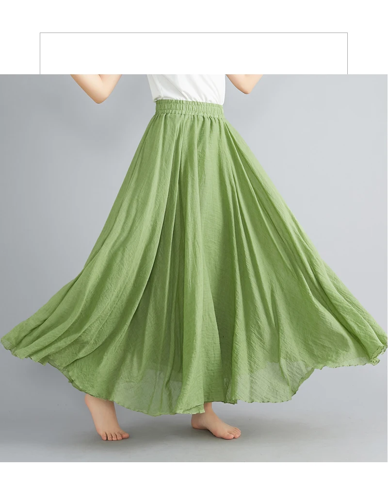 Fashion Cotton Linen Clothes Women Skirts Maxi Y2k Elegant Beach Saia Ropa Mujer Casual Vestido Boho Long Skirt Faldas Harajuku