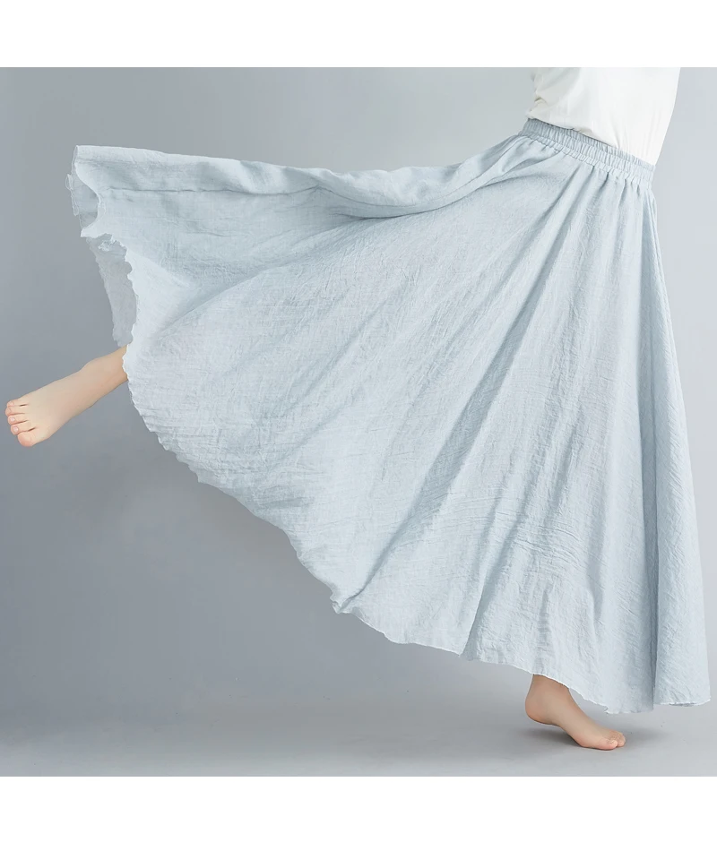 Fashion Cotton Linen Clothes Women Skirts Maxi Y2k Elegant Beach Saia Ropa Mujer Casual Vestido Boho Long Skirt Faldas Harajuku
