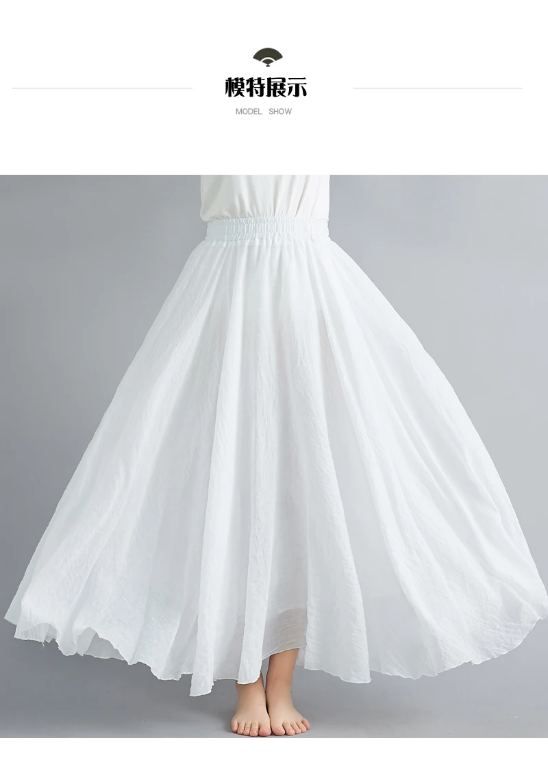 Fashion Cotton Linen Clothes Women Skirts Maxi Y2k Elegant Beach Saia Ropa Mujer Casual Vestido Boho Long Skirt Faldas Harajuku