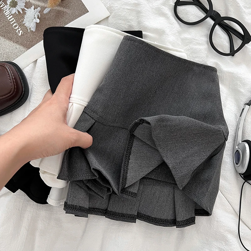 Low Waist Mini Skirt Y2K Black Low Rise Pleated Skort with Bulit-in Shorts Micro Miniskirt Women Teenage Girls Sweet Outfit