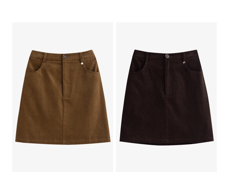 TOYOUTH Women's Midi Skirt 2026 Autumn New Retro Corduroy Elastic Waist Pure Cotton A Line Mini Skirt