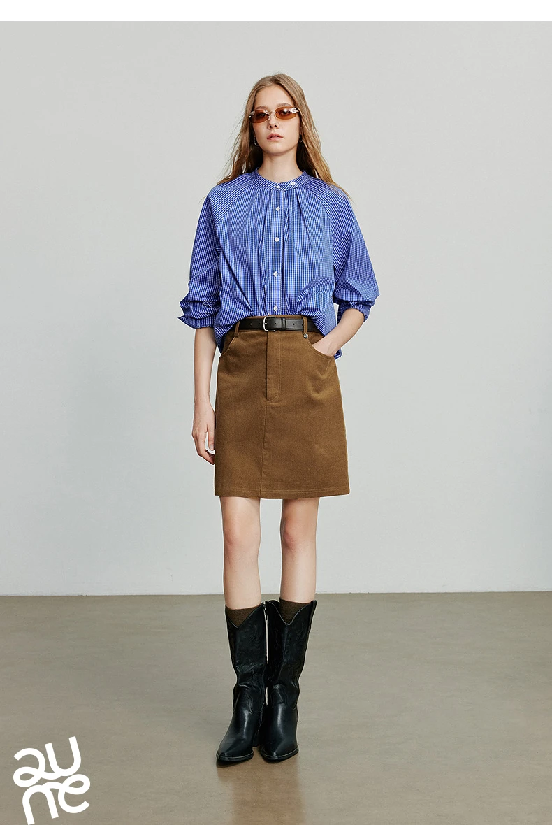 TOYOUTH Women's Midi Skirt 2026 Autumn New Retro Corduroy Elastic Waist Pure Cotton A Line Mini Skirt