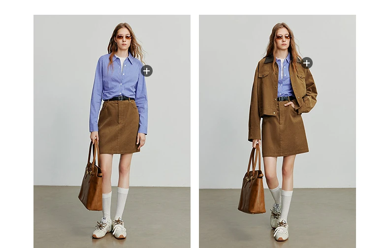 TOYOUTH Women's Midi Skirt 2026 Autumn New Retro Corduroy Elastic Waist Pure Cotton A Line Mini Skirt