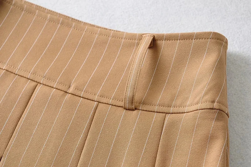 WOMENGAGA Women High Rise Pleated Striped Mini Skirt England Style Mini Skirt With Belt Loops korean women hot sexy 3HML