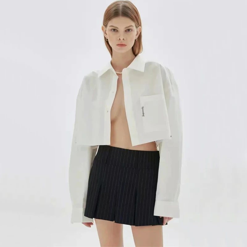WOMENGAGA Women High Rise Pleated Striped Mini Skirt England Style Mini Skirt With Belt Loops korean women hot sexy 3HML