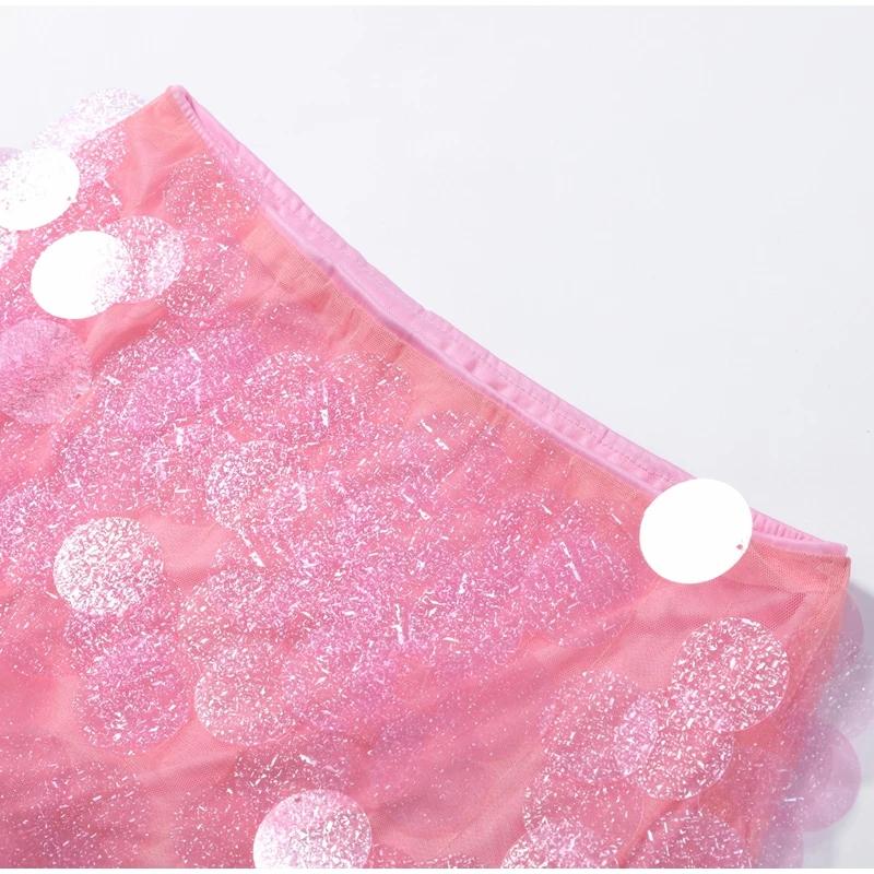 Sexy Mermaid Scale Sequin Mini Skirt Women's Fringe Hem High Waist Bodycon Skirts 2026 Summer New Lady Shiny Beach Vacation Wear