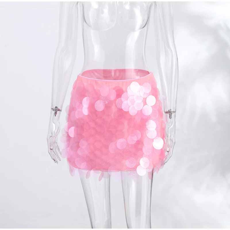Sexy Mermaid Scale Sequin Mini Skirt Women's Fringe Hem High Waist Bodycon Skirts 2026 Summer New Lady Shiny Beach Vacation Wear