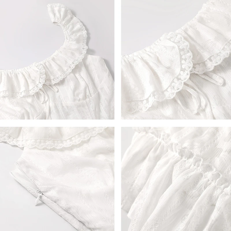 Korean Sweet Lace Short Dress Women College Style Elegant Spring Summer New A-line Dresses Sexy Design White Casual Y2K Clothing