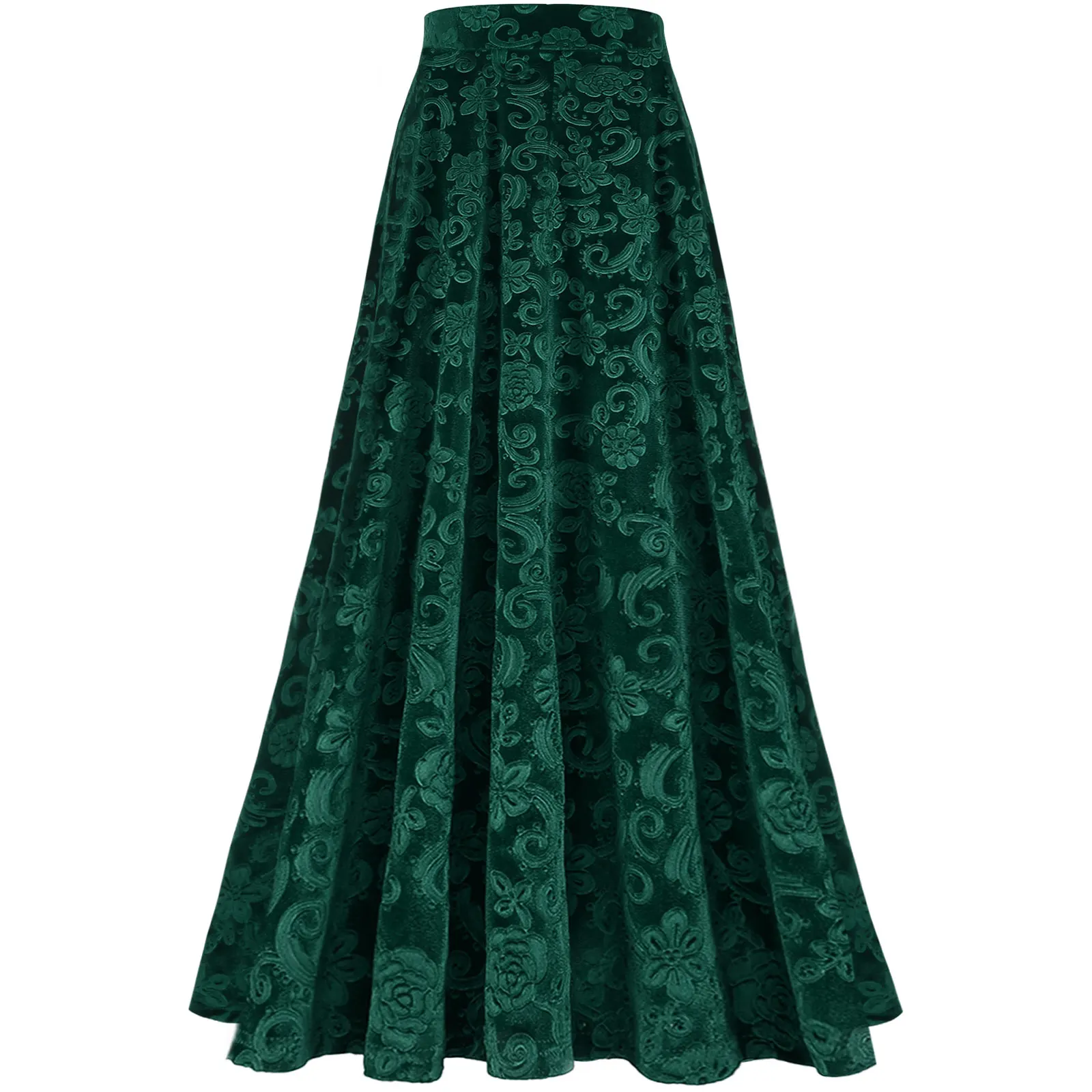 Women Elegant Skirts Retro Vintage Flower Print Elastic Waistband High Waist Skirt for Wedding Party Ball Banquet Mid Skirt